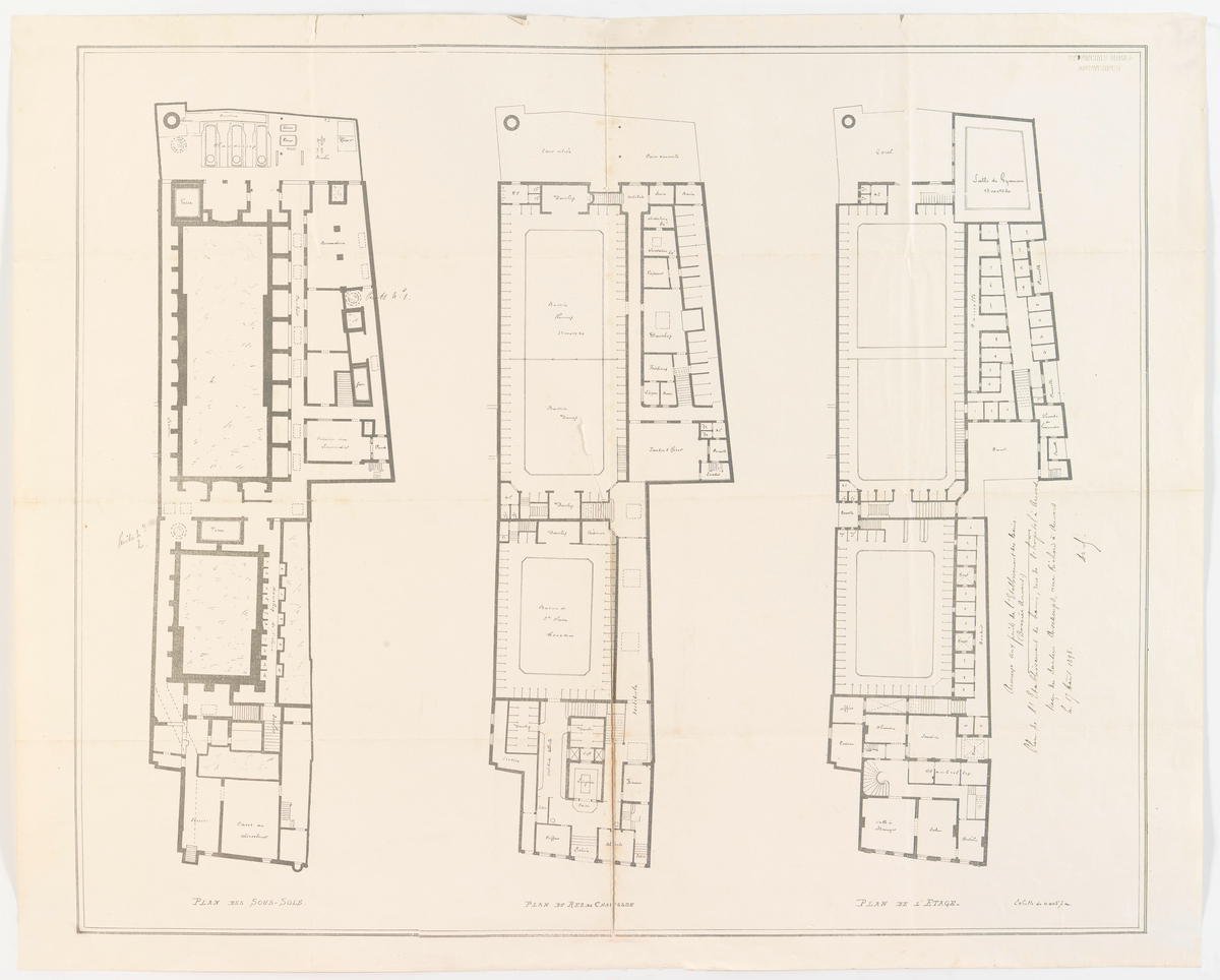 Tekening betreffende het ontwerp van badhuis 'Bains Anversois' te Antwerpen door Joseph Hertogs (Adres: Lange Gasthuisstraat 24)